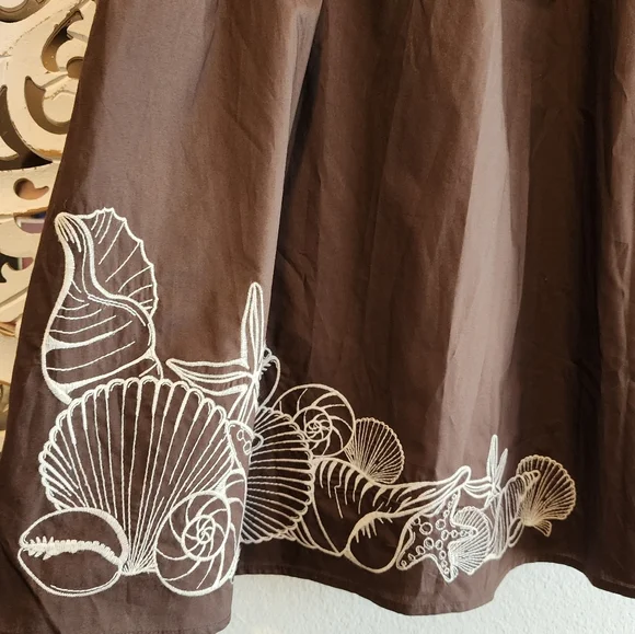 CAROLINE CONSTAS ENBRODERY BROWN MIDI FULL SKIRT NWT SZ SMALL - Picture 11 of 14